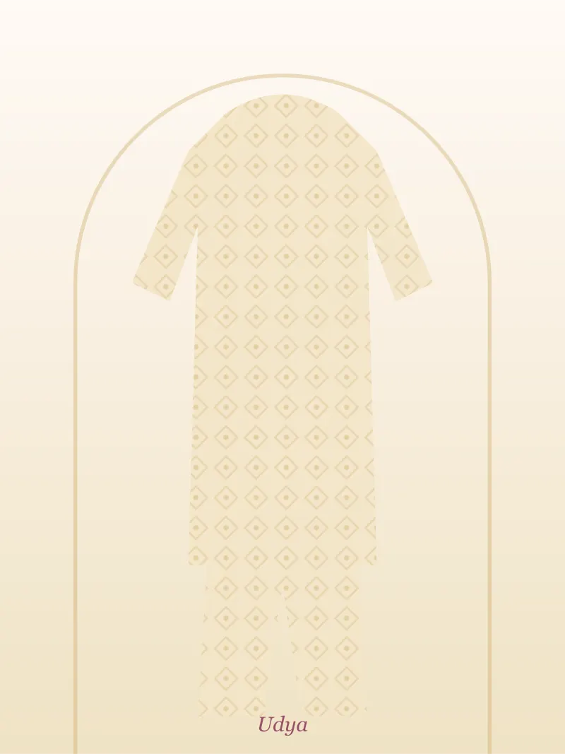 Cream Thread Embroidered Punjabi Suit