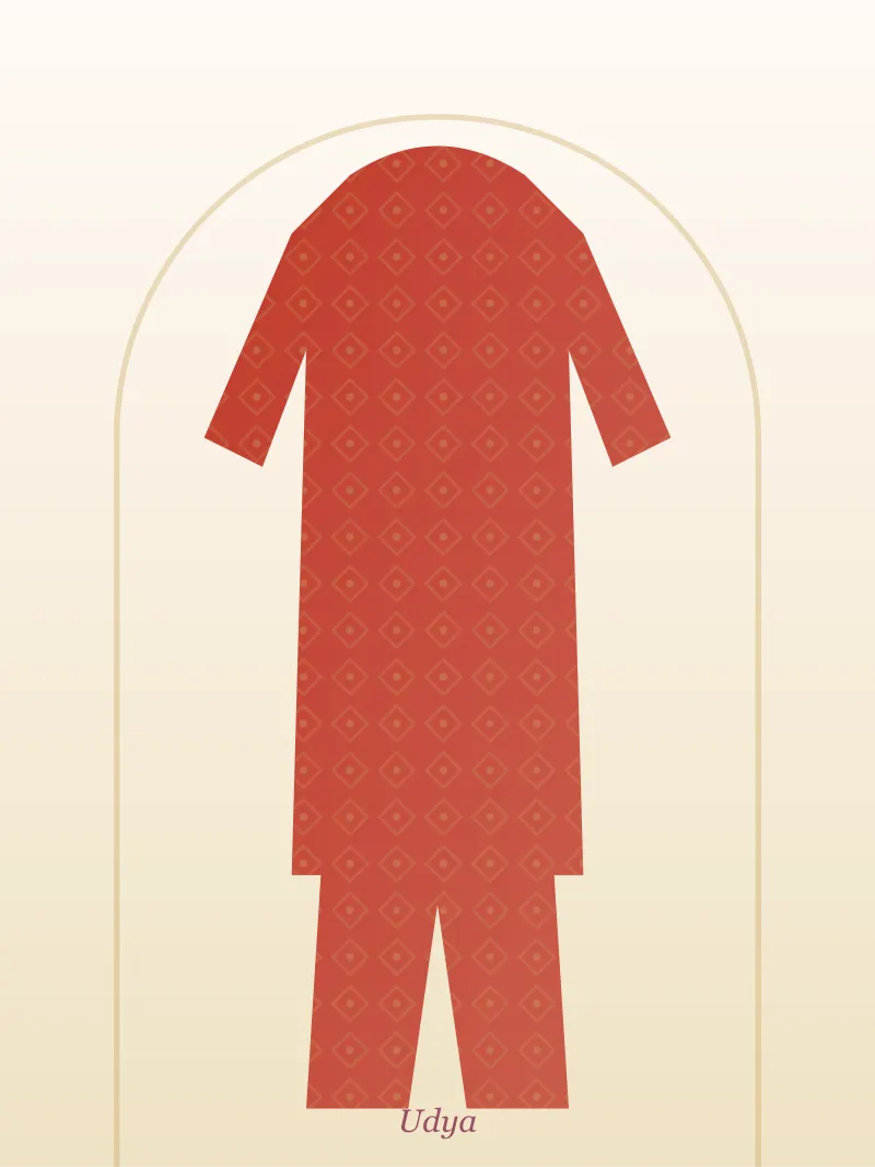 Red Embroidered Sharara Set