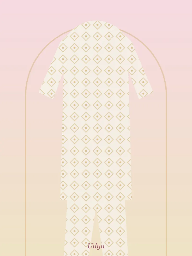 Off White Printed Palazzo Kurta Set